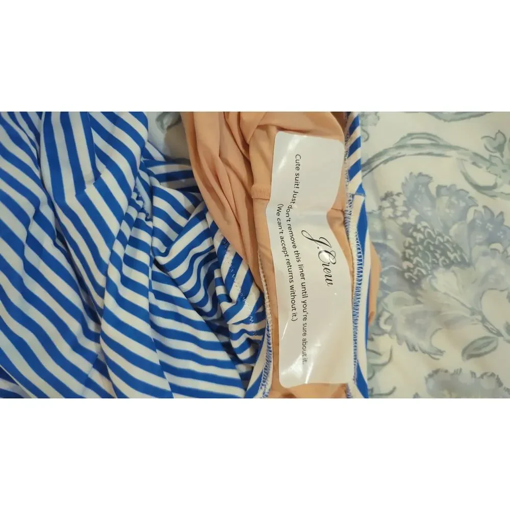J Crew Striped Square Neck One Piece Swimsuit NWT